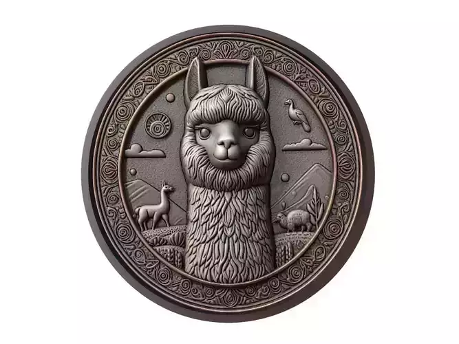 Alpaca Animal Medallion 3D print model