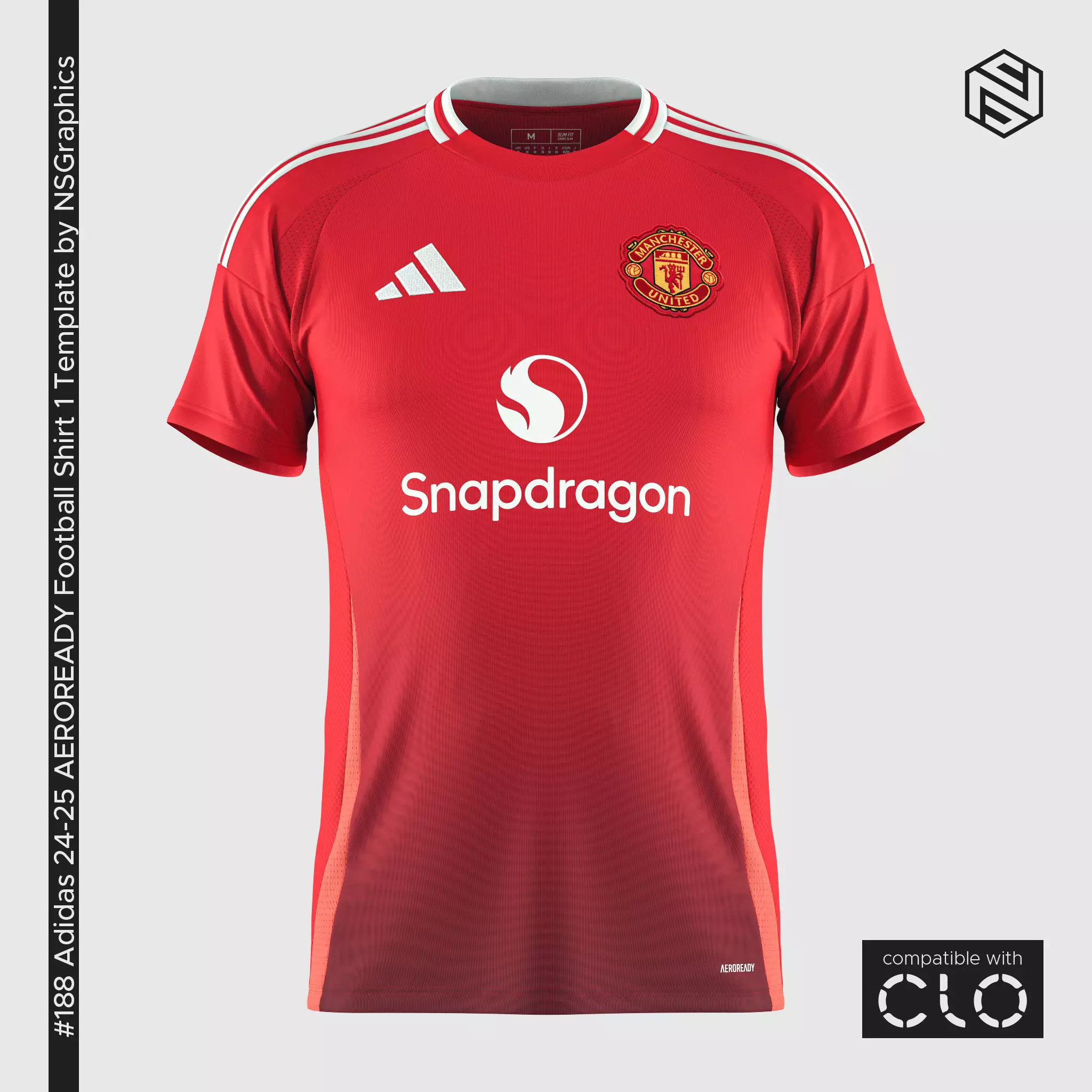 Adidas 24-25 AEROREADY Football Shirt 1 Template for CLO 3D 3D model