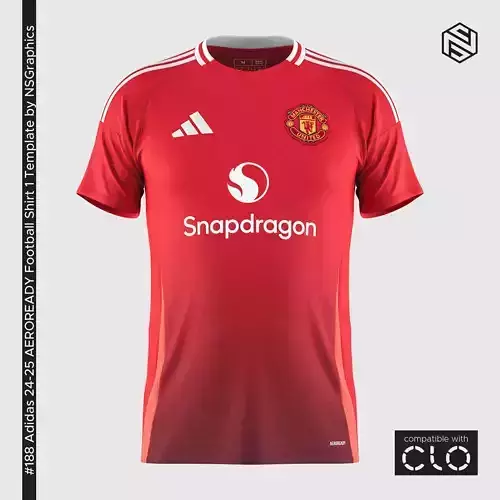 Adidas 24-25 AEROREADY Football Shirt 1 Template for CLO 3D 3D model