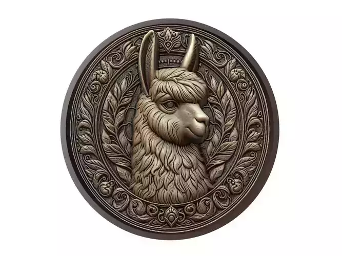 Alpaca Animal Medallion 3D print model