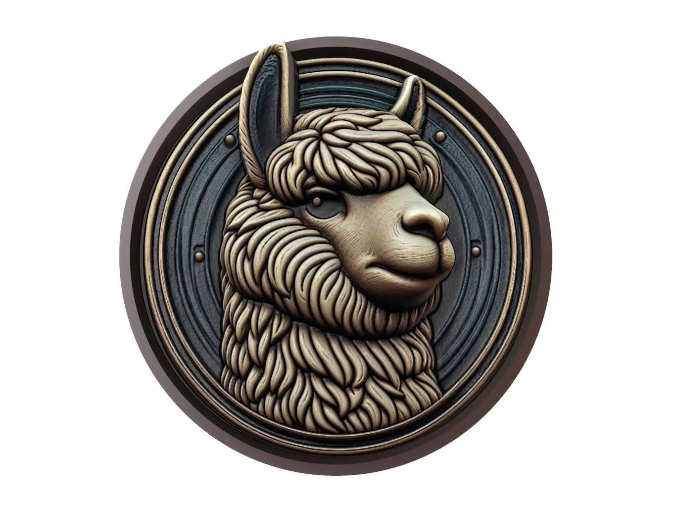 Alpaca Animal Medallion 3D print model