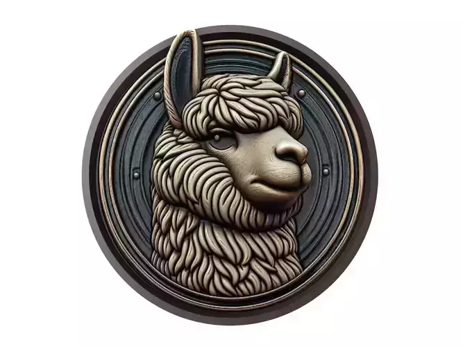 Alpaca Animal Medallion 3D print model