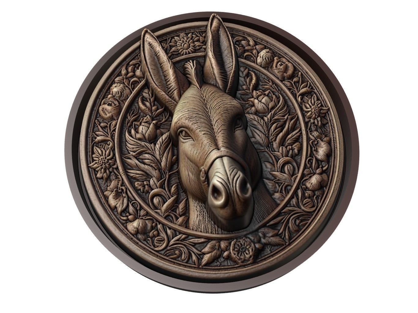 Donkey Animal Medallion 3D print model_1