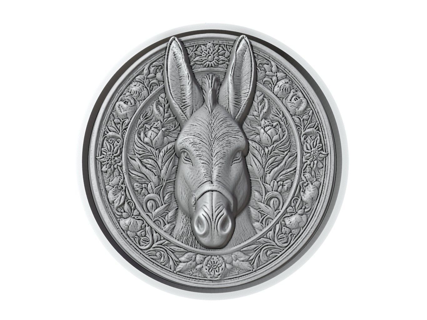 Donkey Animal Medallion 3D print model_2