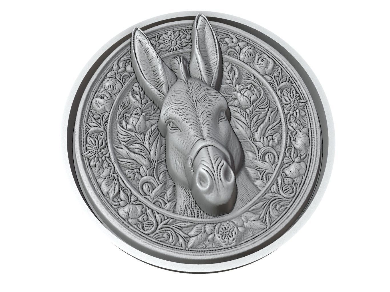 Donkey Animal Medallion 3D print model_3