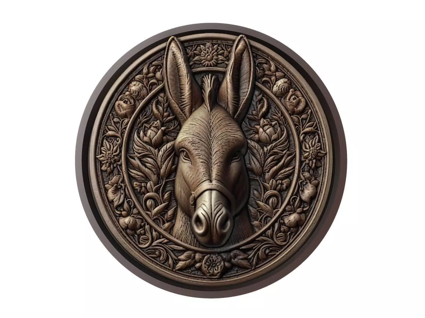 Donkey Animal Medallion 3D print model_0