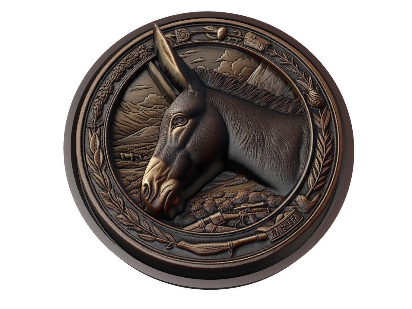 Mule Animal Medallion 3D print model_1