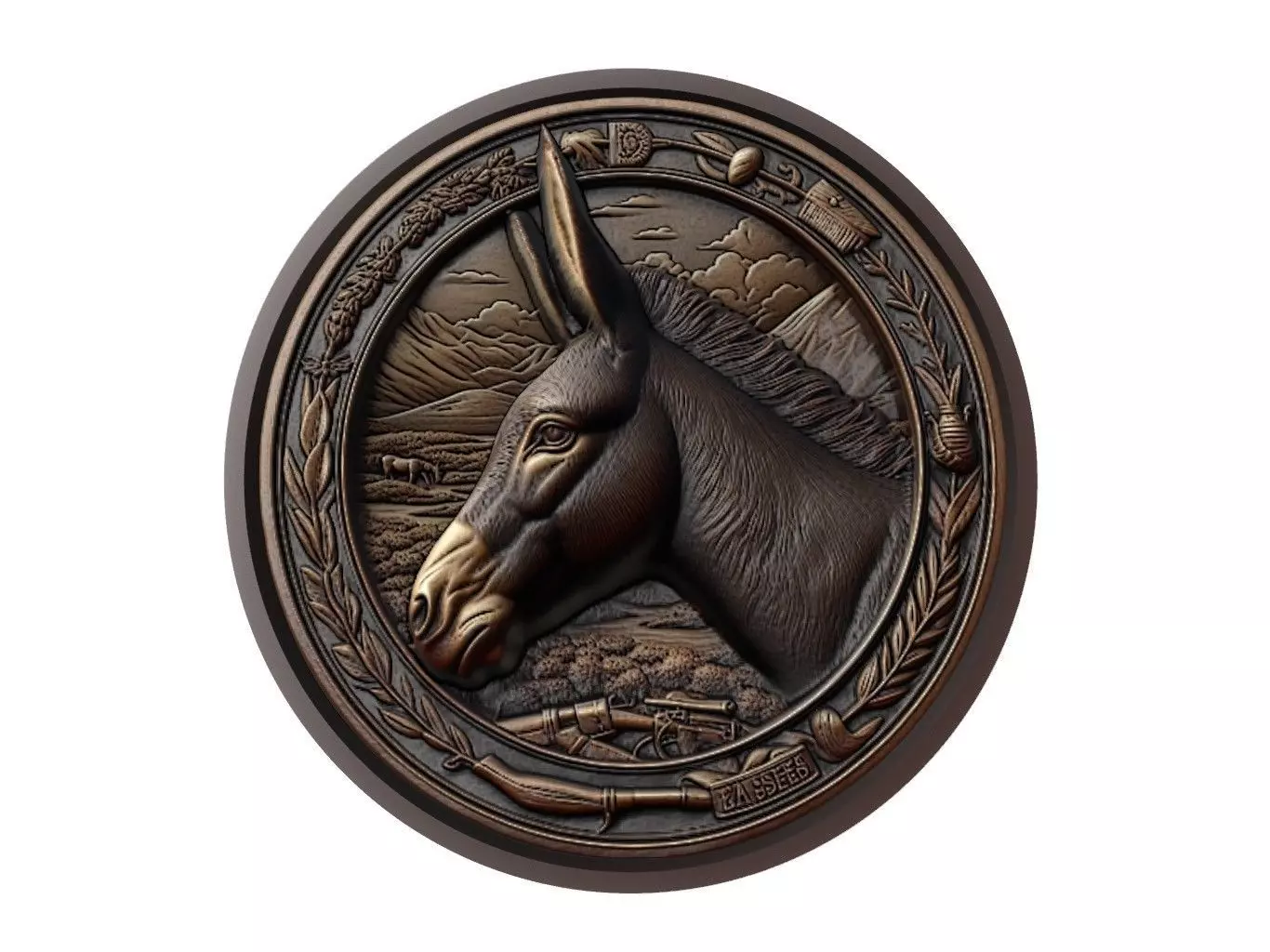 Mule Animal Medallion 3D print model_0