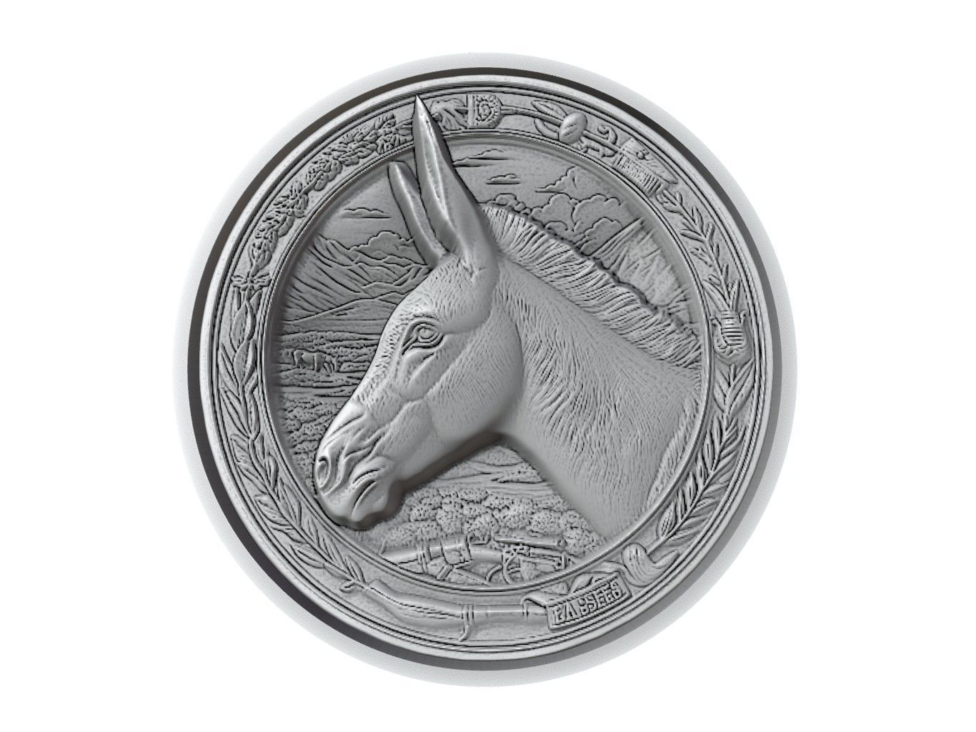 Mule Animal Medallion 3D print model_2