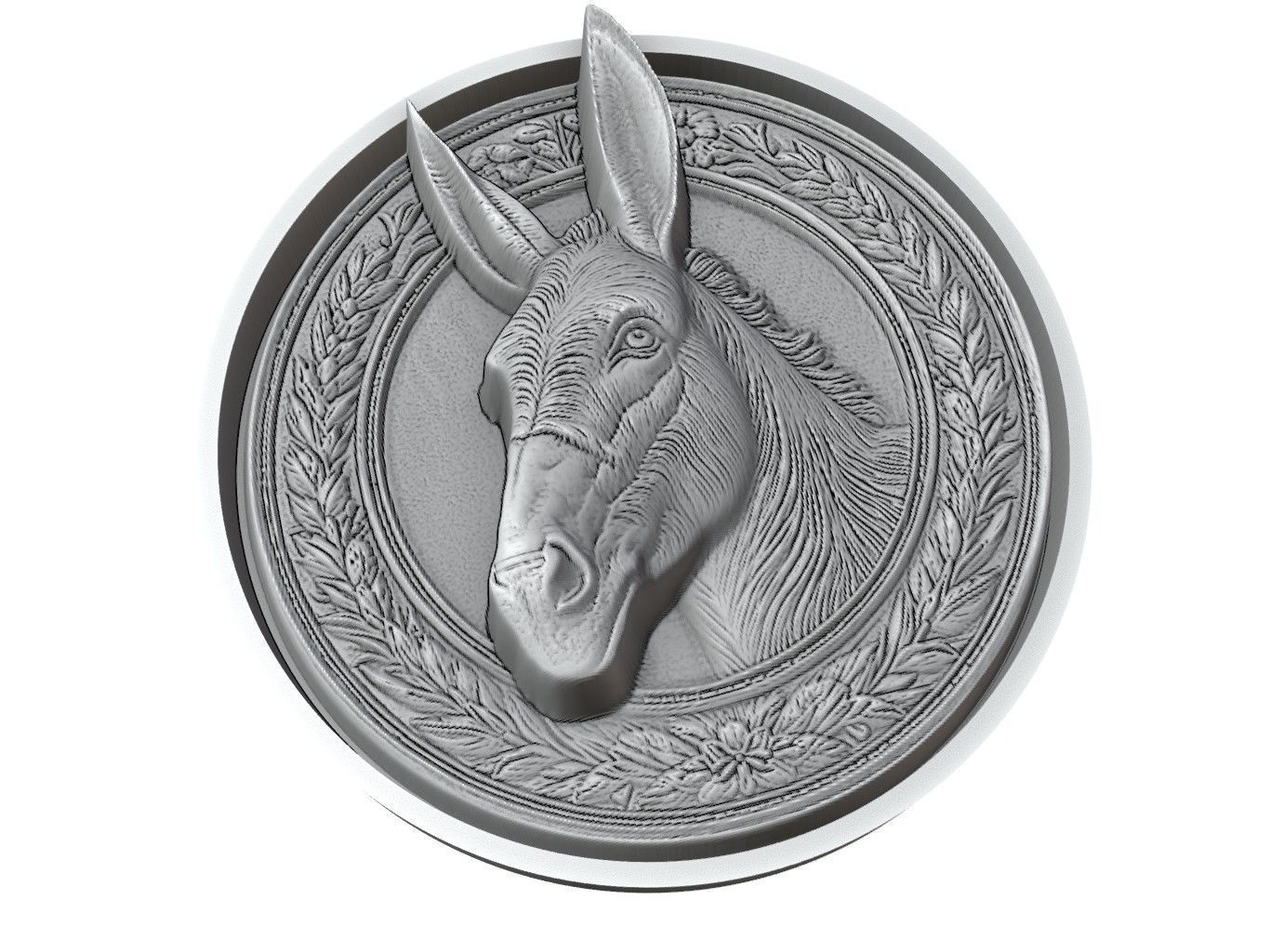 Mule Animal Medallion 3D print model_3