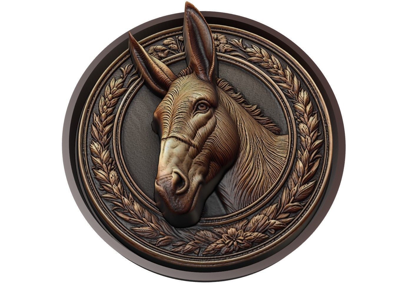 Mule Animal Medallion 3D print model_1
