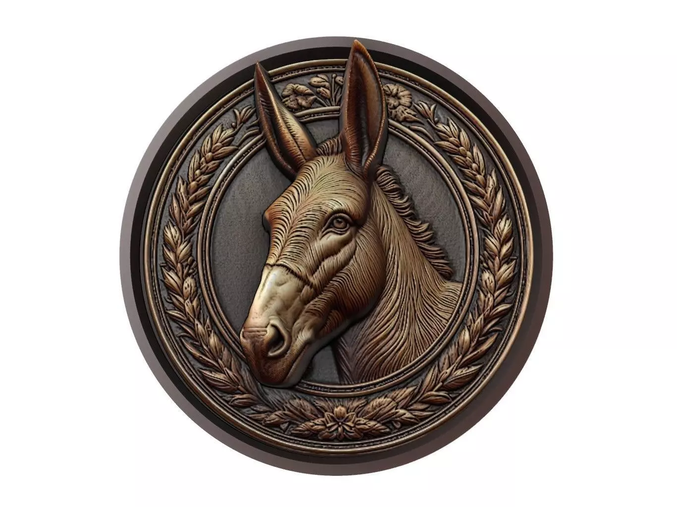 Mule Animal Medallion 3D print model_0