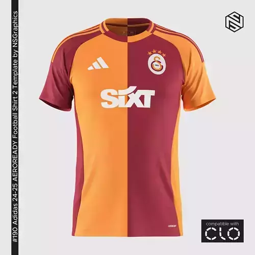 Adidas 24-25 AEROREADY Football Shirt 2 Template for CLO 3D