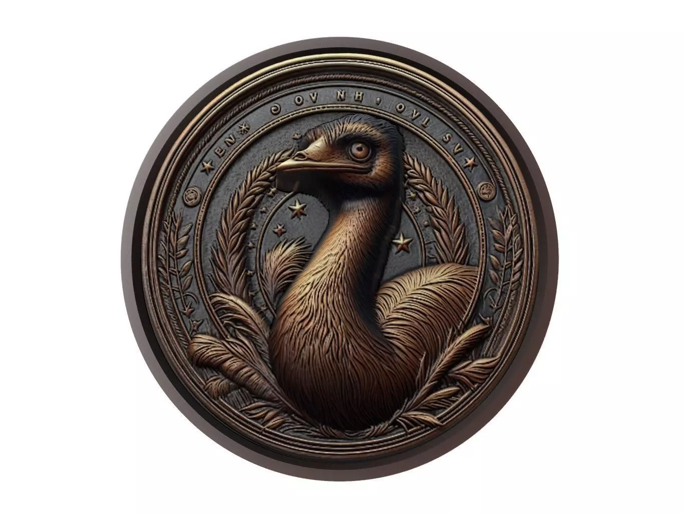 Emu Animal Medallion 3D print model_0