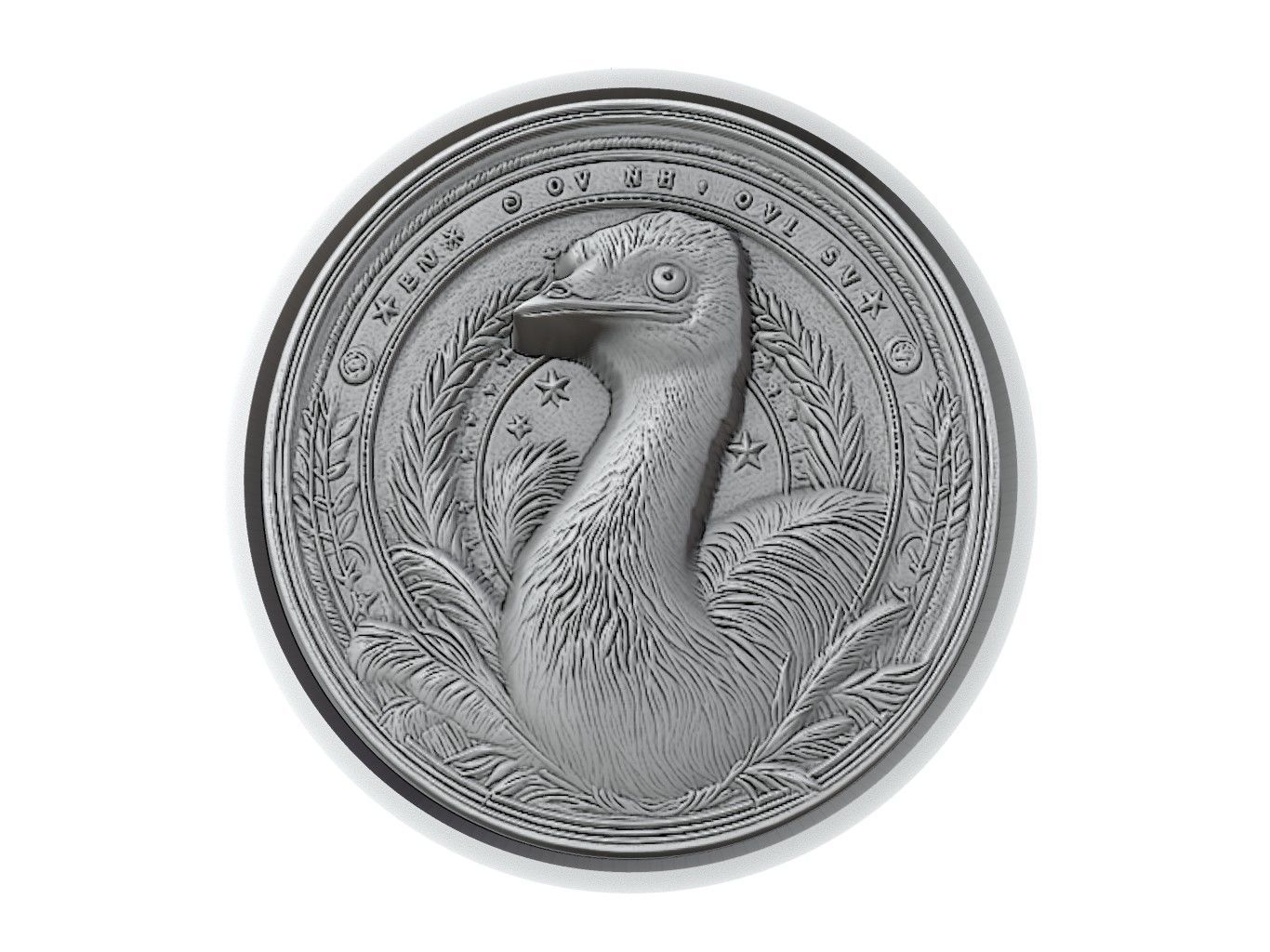 Emu Animal Medallion 3D print model_2