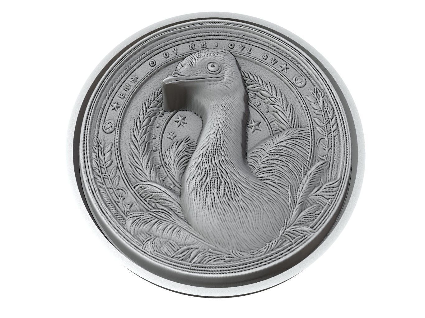 Emu Animal Medallion 3D print model_3