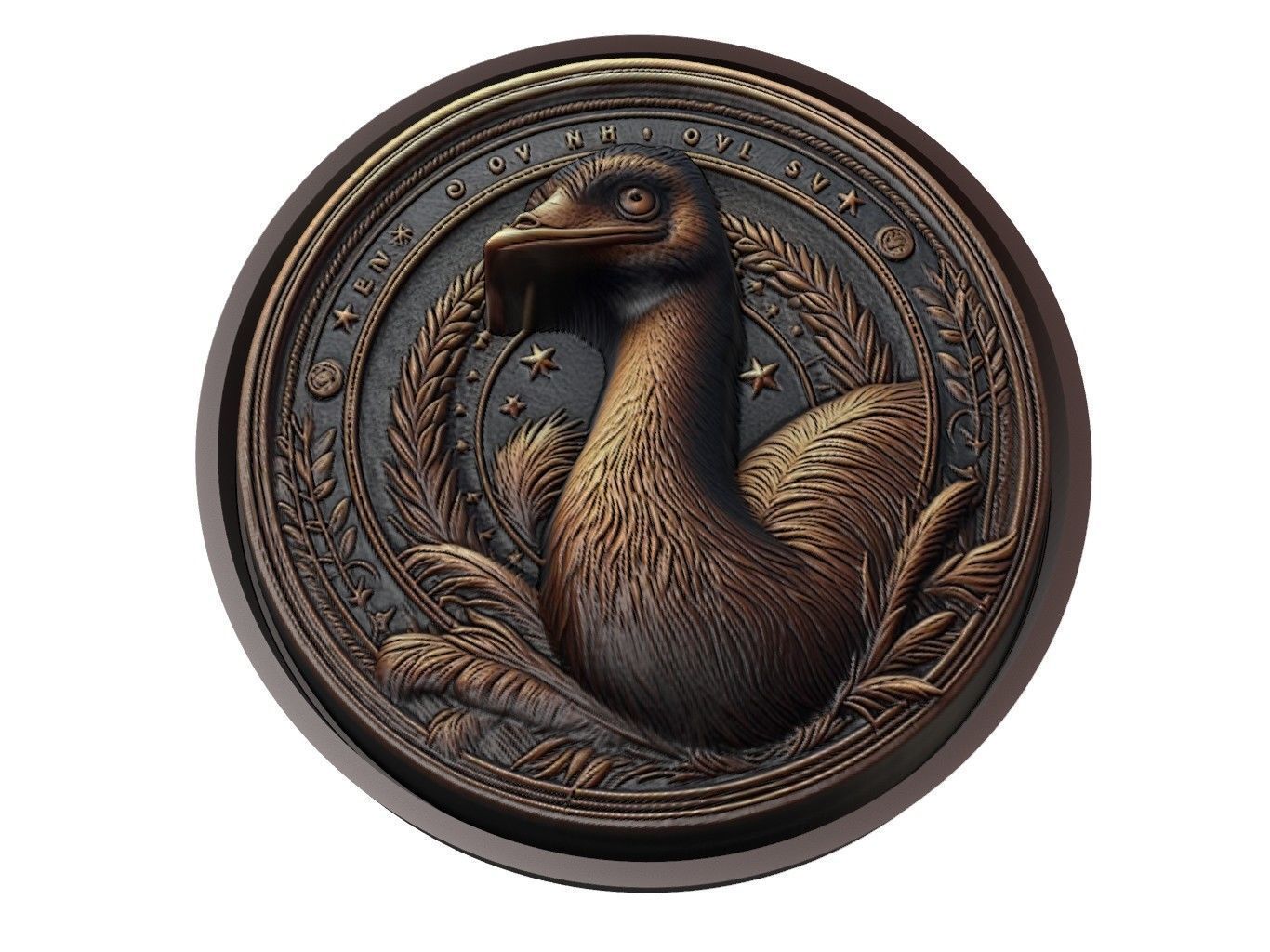 Emu Animal Medallion 3D print model_1