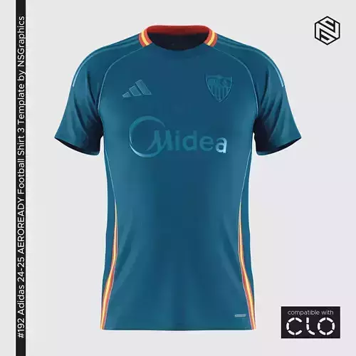 Adidas 24-25 AEROREADY Football Shirt 3 Template for CLO 3D