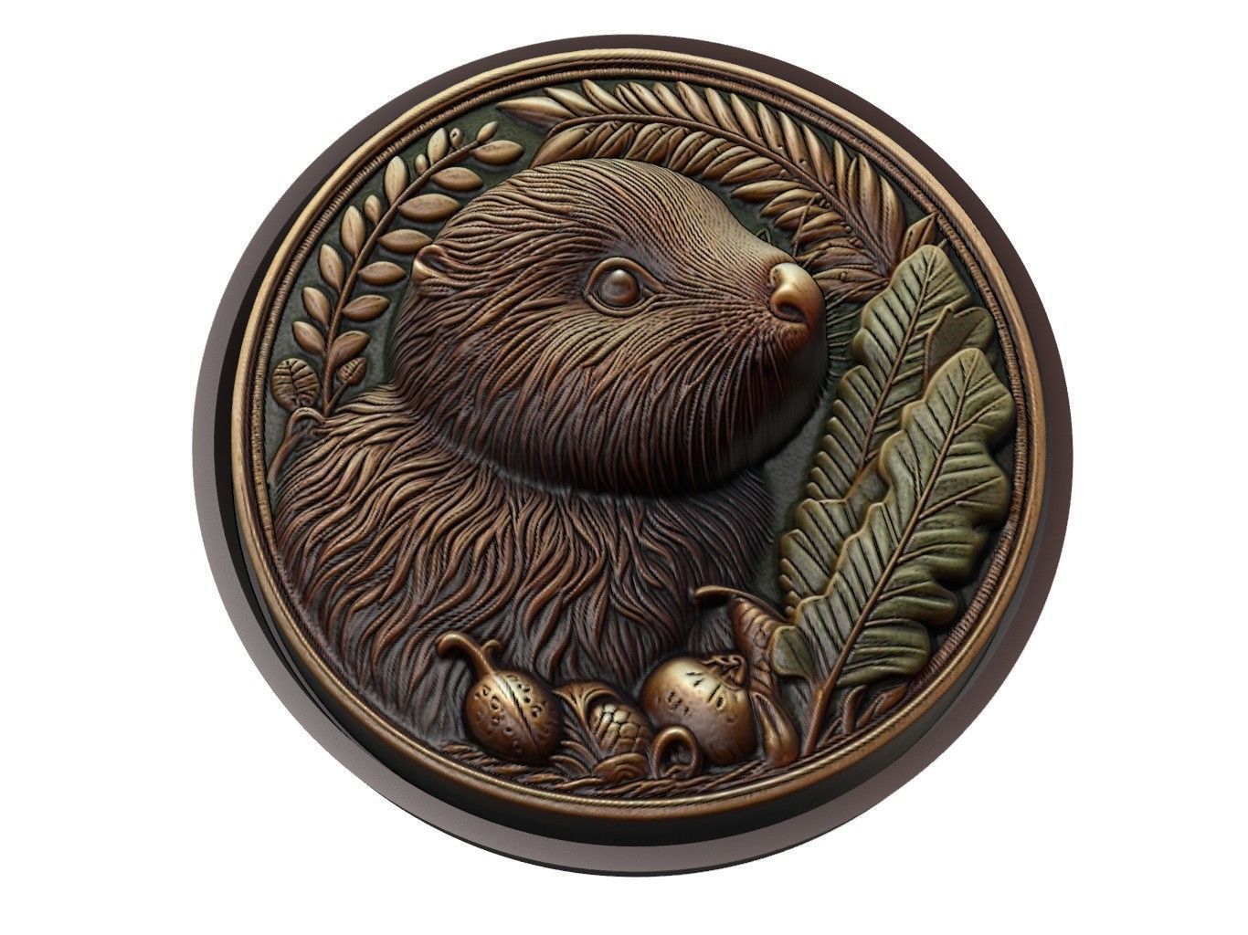 Kiwi Animal Medallion 3D print model_1