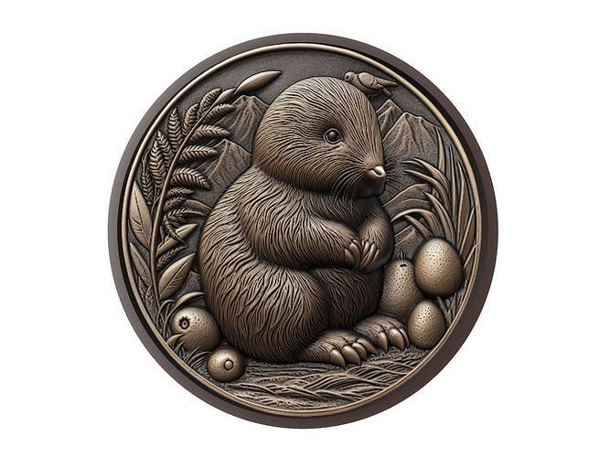 Kiwi Animal Medallion 3D print model