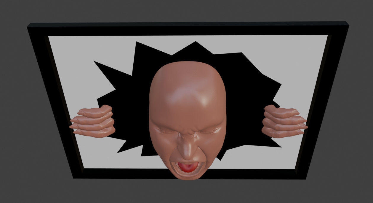 Print ready screaming woman 3D print model_5