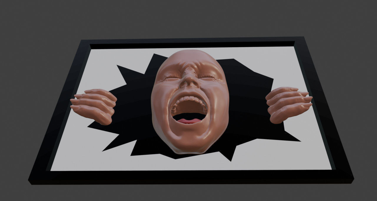 Print ready screaming woman 3D print model_4