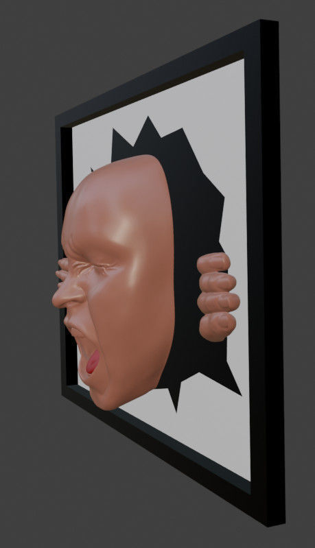 Print ready screaming woman 3D print model_2