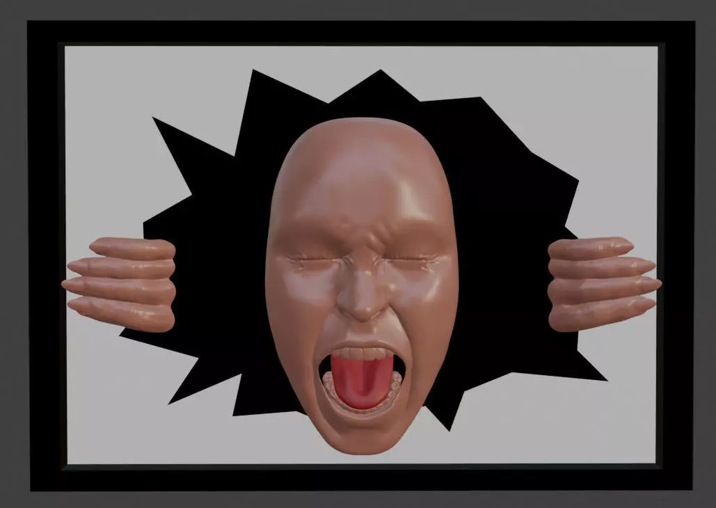 Print ready screaming woman 3D print model_0