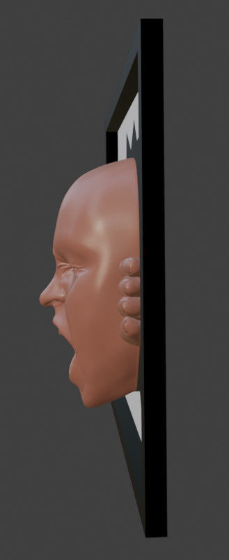 Print ready screaming woman 3D print model_3