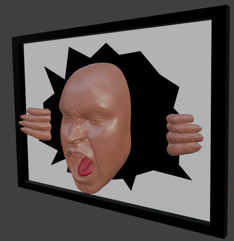 Print ready screaming woman 3D print model_1