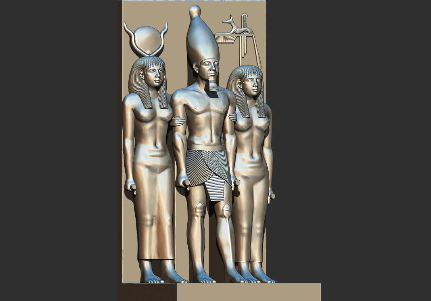 Egyptian Pharaoh Triad of Menkaure statues 3D Printable Model 3D print model_1