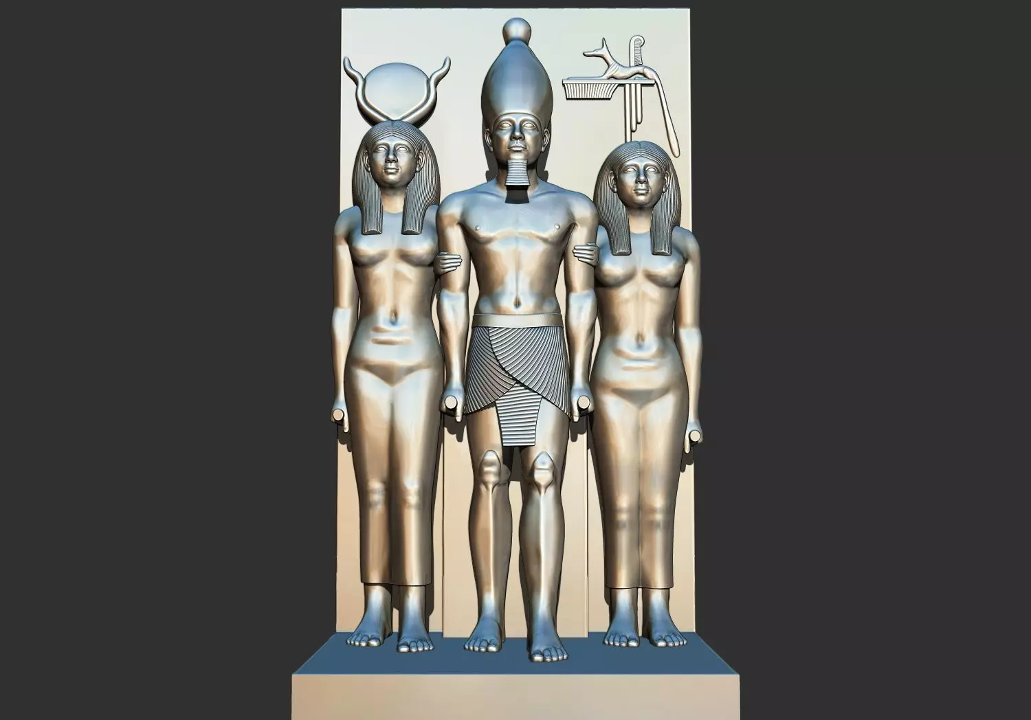 Egyptian Pharaoh Triad of Menkaure statues 3D Printable Model 3D print model_0