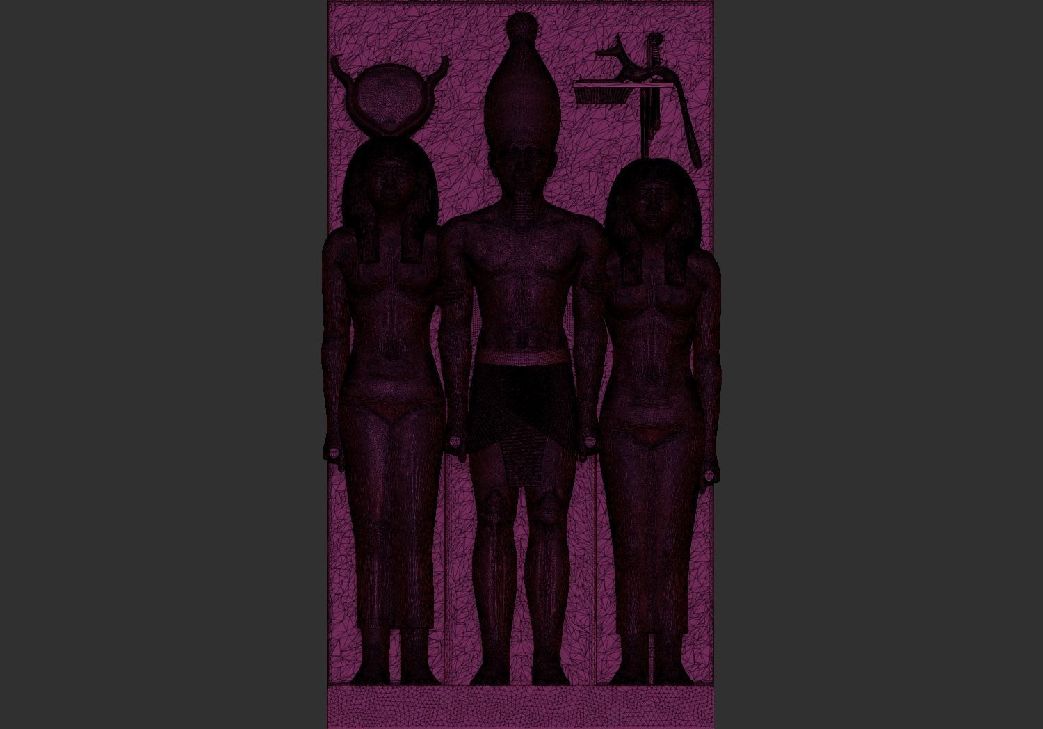 Egyptian Pharaoh Triad of Menkaure statues 3D Printable Model 3D print model_9