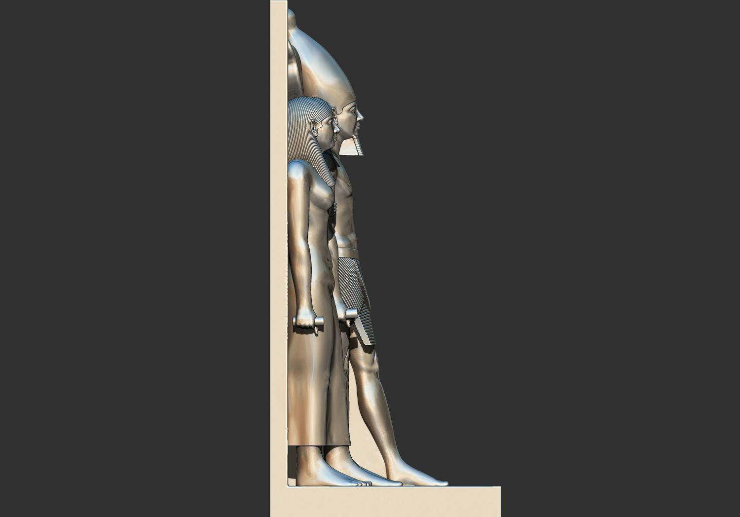 Egyptian Pharaoh Triad of Menkaure statues 3D Printable Model 3D print model_4