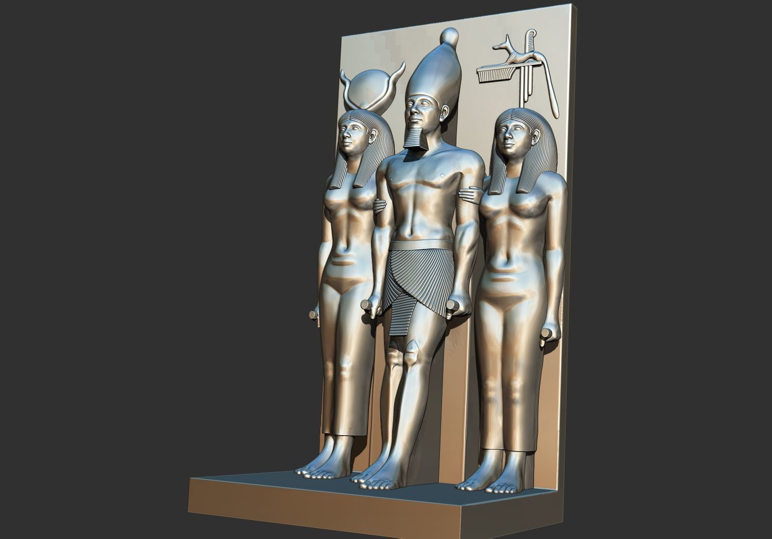 Egyptian Pharaoh Triad of Menkaure statues 3D Printable Model 3D print model_2