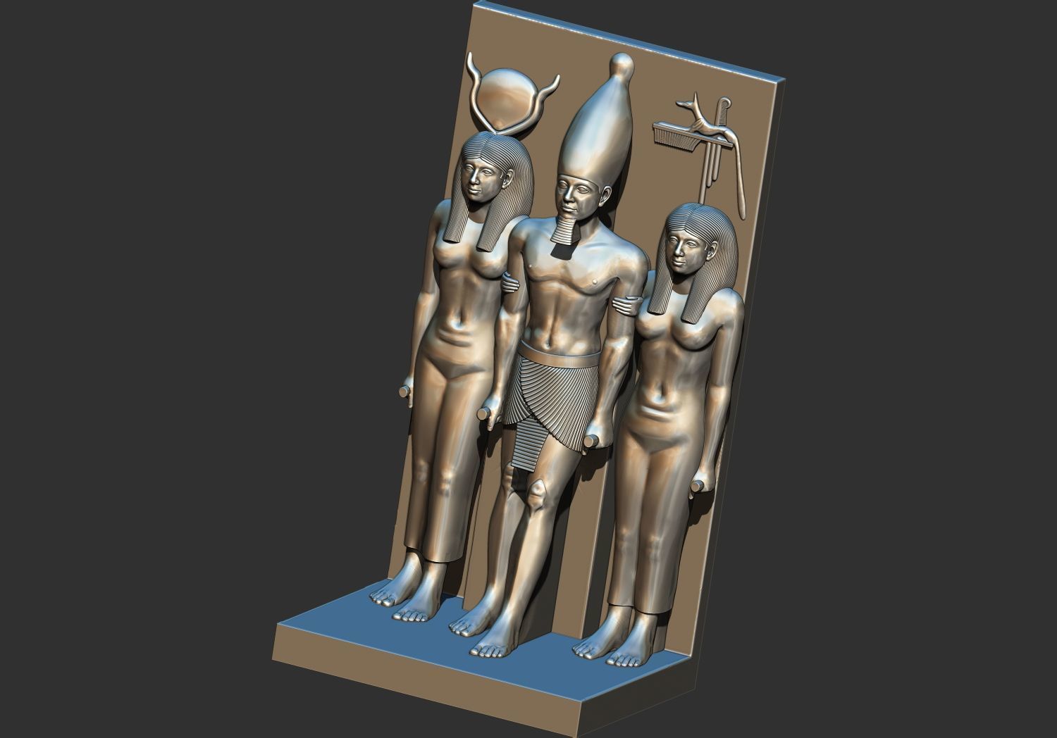 Egyptian Pharaoh Triad of Menkaure statues 3D Printable Model 3D print model_5