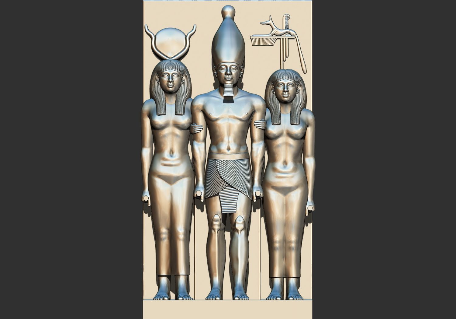 Egyptian Pharaoh Triad of Menkaure statues 3D Printable Model 3D print model_3