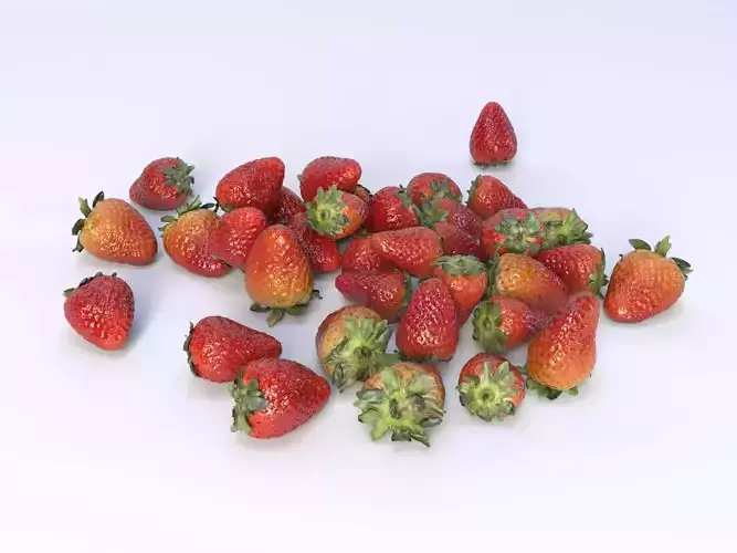 Red Strawberries Low-poly 3D model