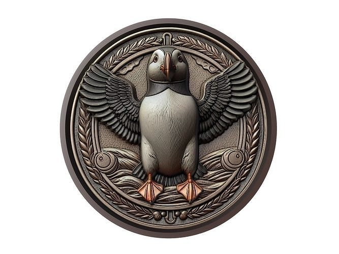 Puffin Animal Medallion 3D print model