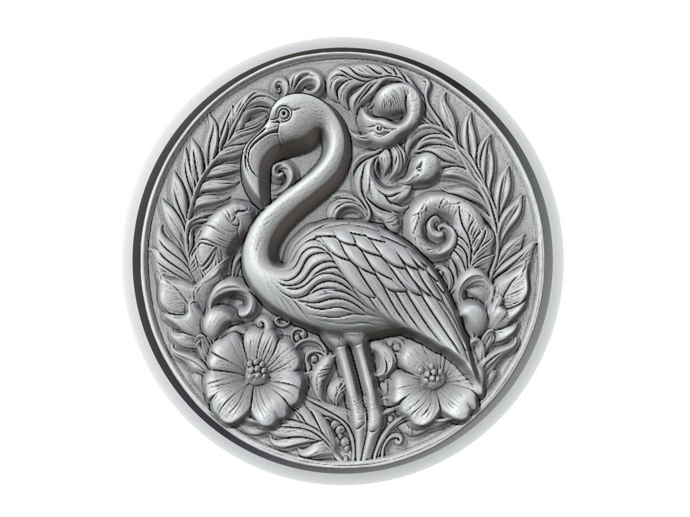 Flamingo Animal Medallion 3D print model_2