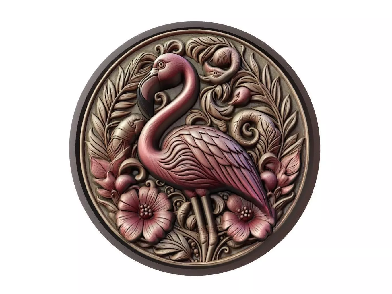 Flamingo Animal Medallion 3D print model_0
