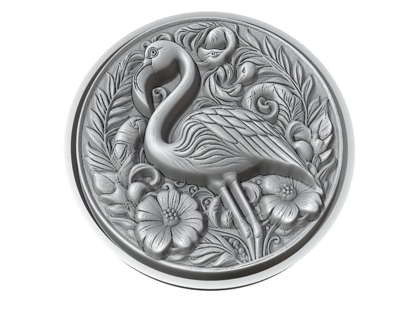 Flamingo Animal Medallion 3D print model_3