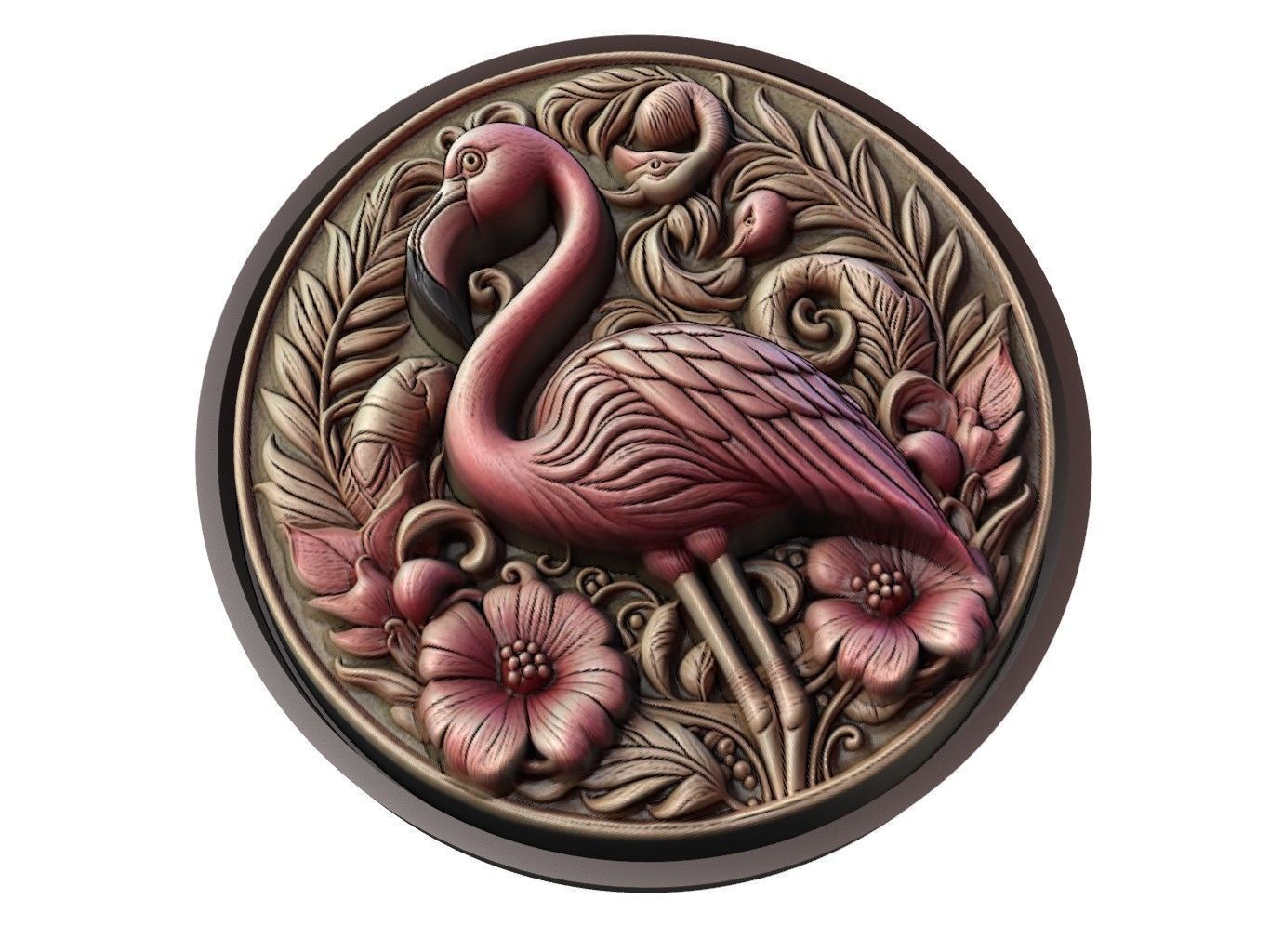 Flamingo Animal Medallion 3D print model_1