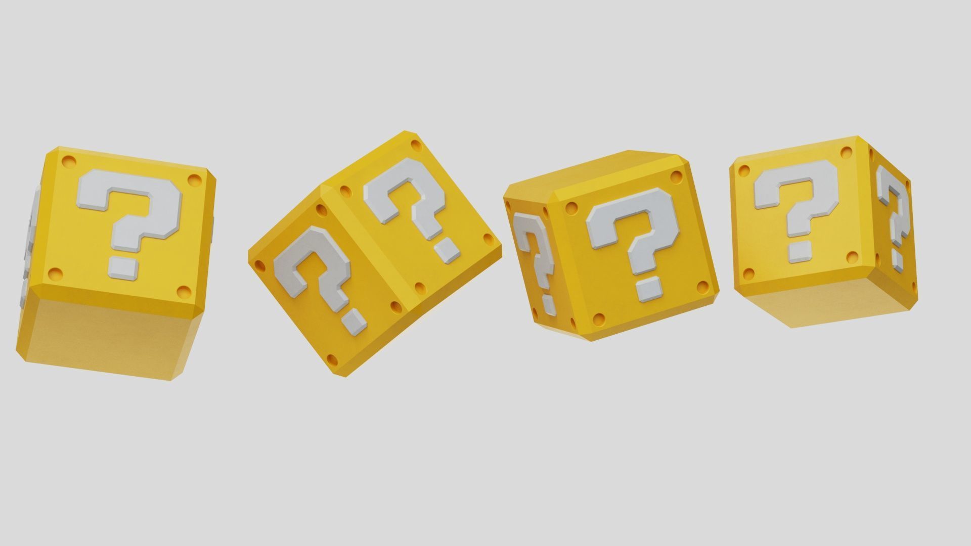 Mario Question Mark Block Cube 3D model_2