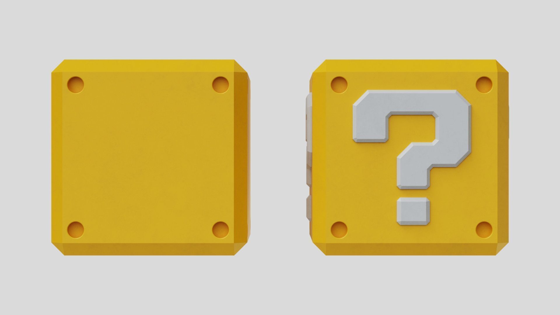 Mario Question Mark Block Cube 3D model_3