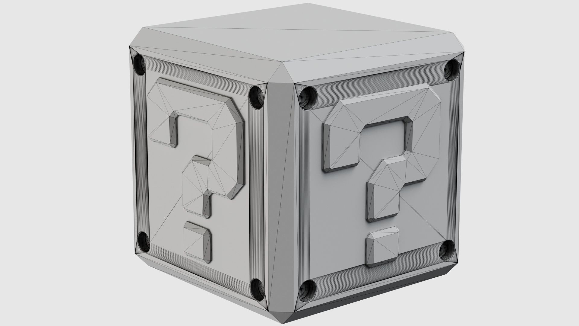 Mario Question Mark Block Cube 3D model_8
