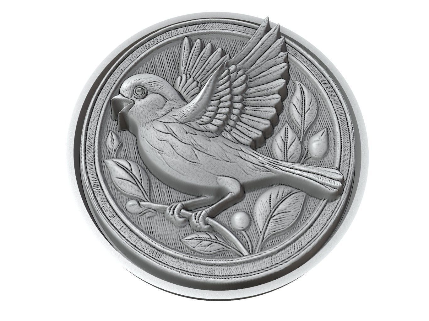 Sparrow Animal Medallion 3D print model_3