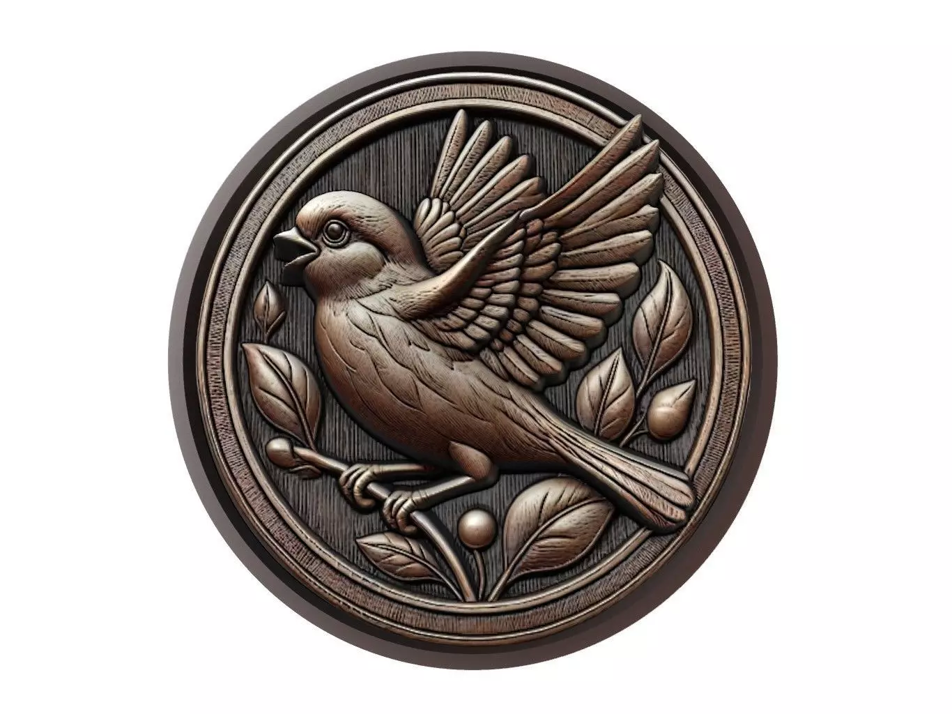 Sparrow Animal Medallion 3D print model_0