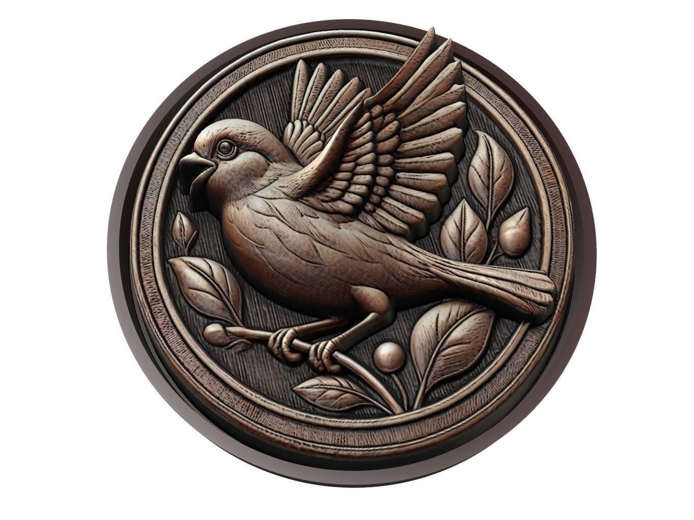 Sparrow Animal Medallion 3D print model_1