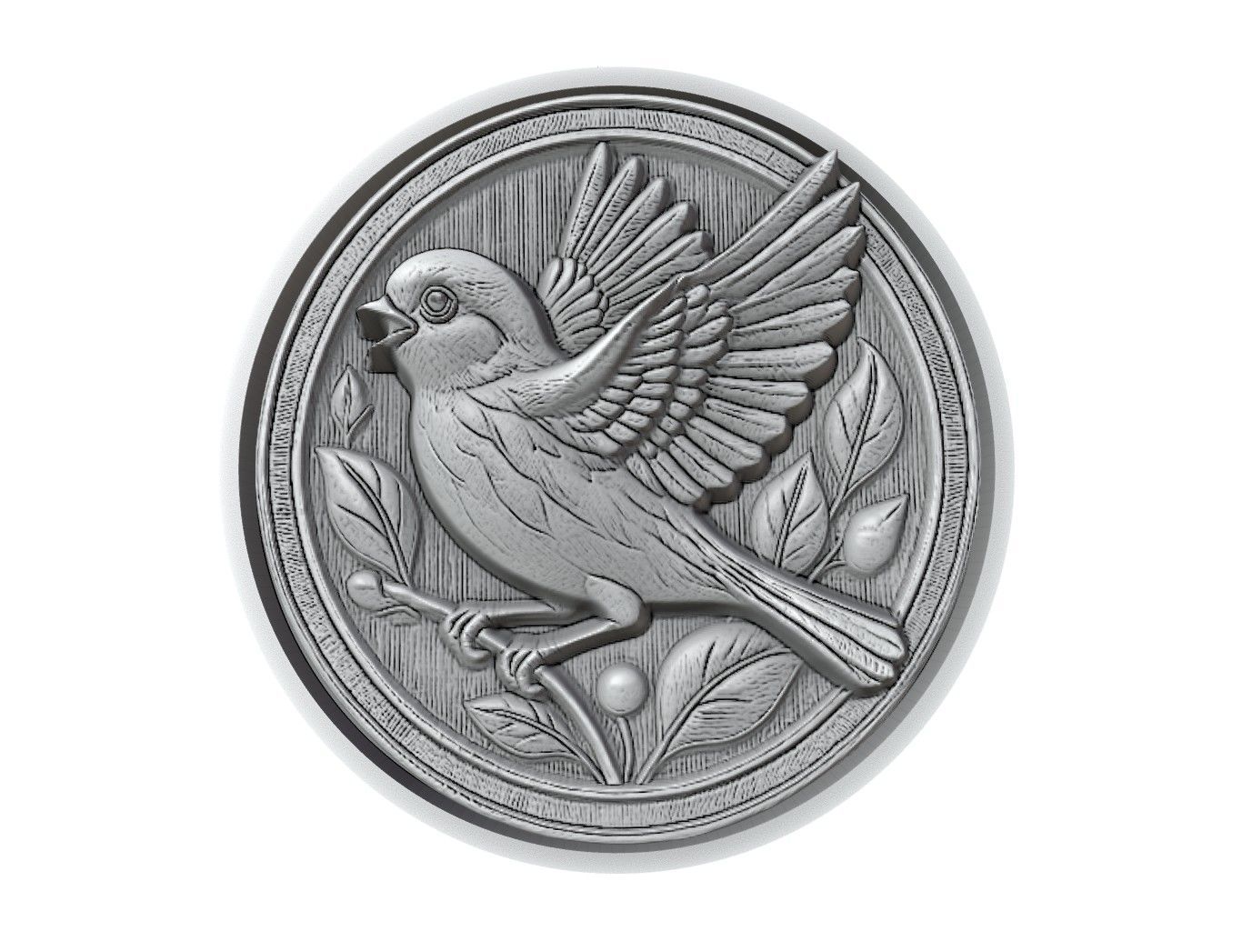 Sparrow Animal Medallion 3D print model_2